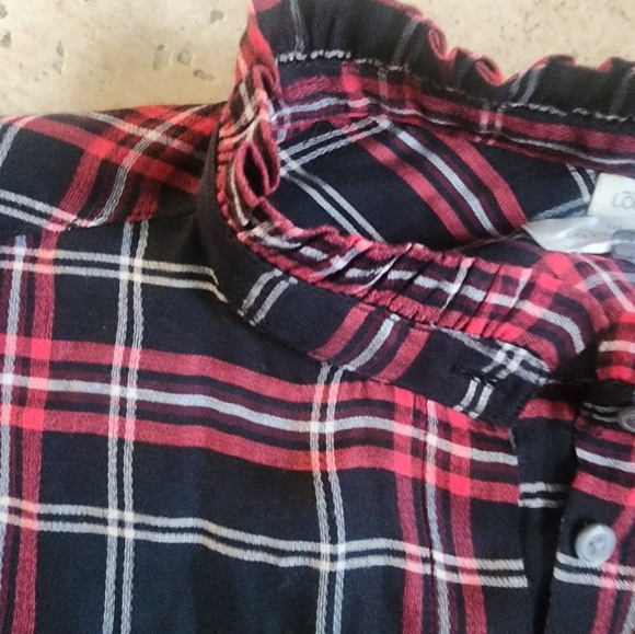 Loft plaid sheer blouse - Picture 2 of 4